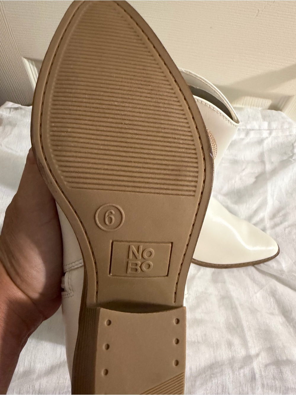 No Boundaries White Short Lace Up Cowboy Boots with Tan Stitching - Picture 7 of 7